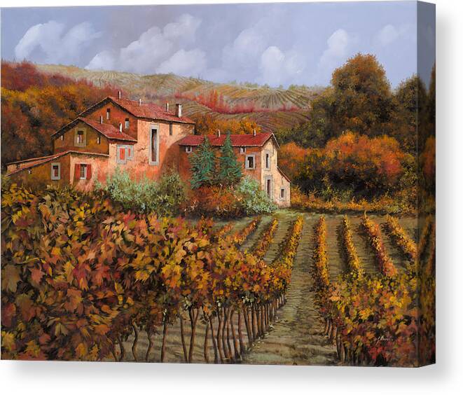 Wine Canvas Print featuring the painting nelle vigne di Montalcino by Guido Borelli