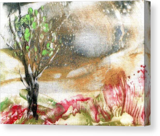 Encaustic Painting Canvas Print featuring the painting Tree by Alla Bechtold