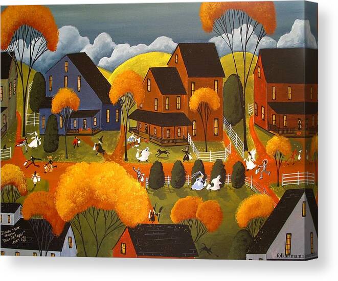 Halloween Canvas Print featuring the painting Trick Or Treat 2007 by Debbie Criswell