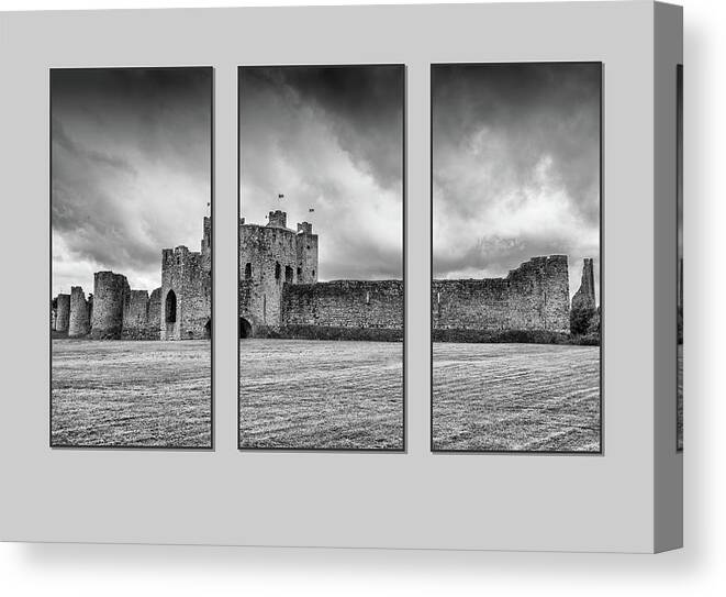 Castle Canvas Print featuring the photograph Trim Castle triptych by Martina Fagan