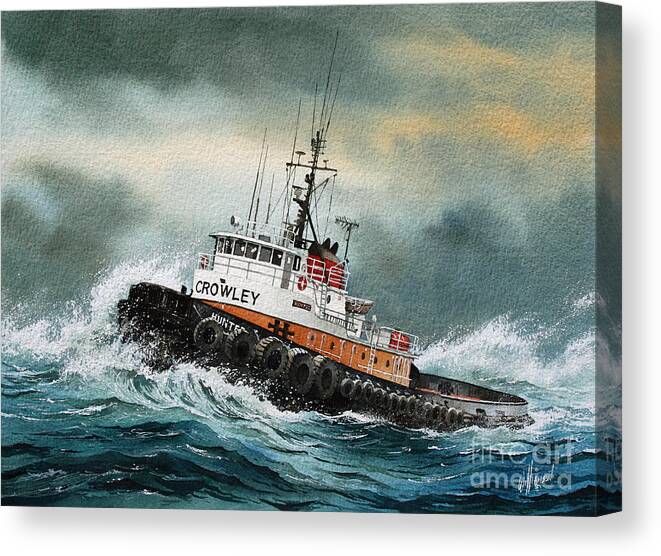 Tugs Canvas Print featuring the painting Tugboat HUNTER CROWLEY by James Williamson