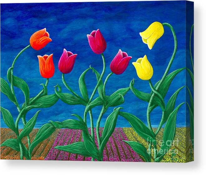Tulip Canvas Print featuring the painting Tulip Tango by Rebecca Parker