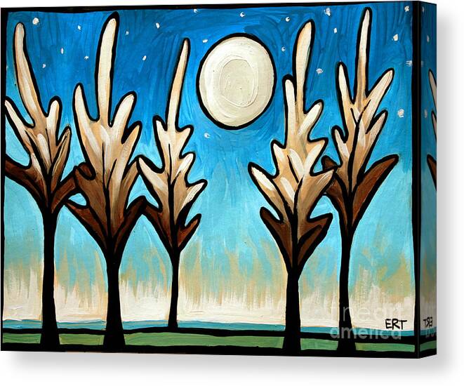 Tree Canvas Print featuring the painting Twilight Woods by Elizabeth Robinette Tyndall