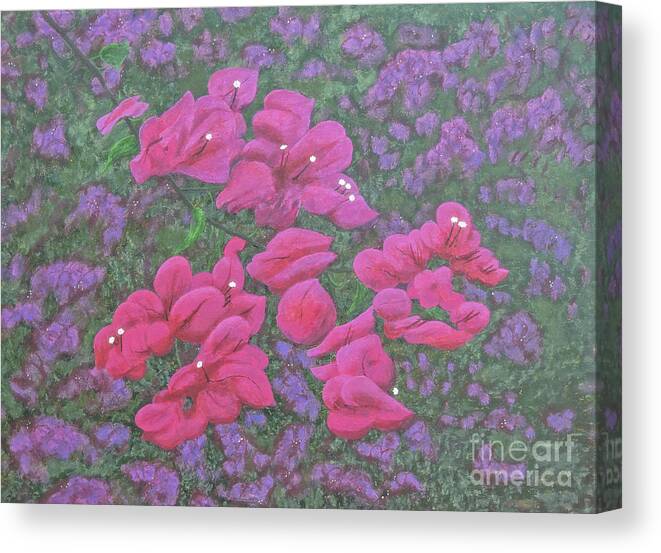 Bougainvillea Canvas Print featuring the painting Two Layer Bougainvillea by L J Oakes