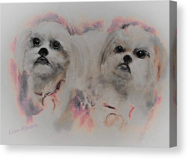 Unconditional Canvas Print featuring the digital art Unconditional Love Shih Tzu Painting by Lisa Kaiser