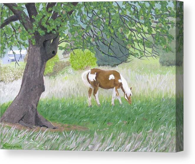 Amish Farm Canvas Print featuring the painting Under the Old Apple Tree by Barb Pennypacker