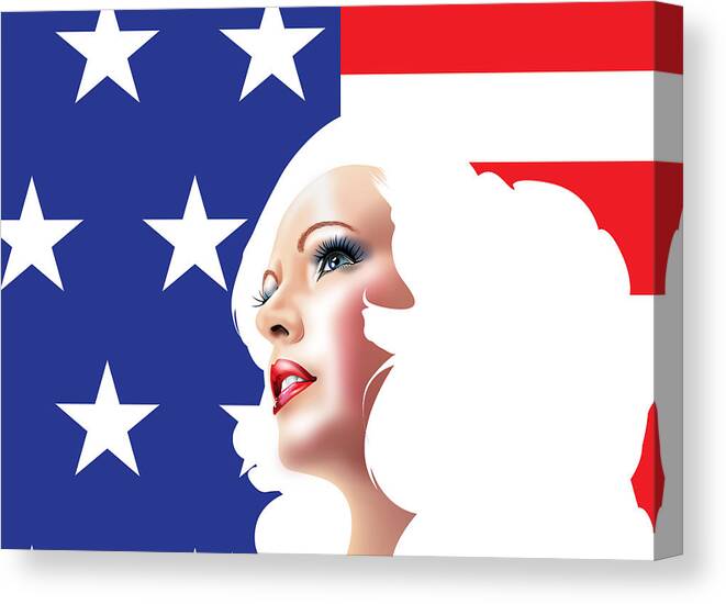 Usa Canvas Print featuring the digital art USA Pin Up Girl by Brian Gibbs