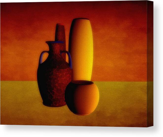 Vases Canvas Print featuring the digital art Vases in warm tones by Ramon Martinez