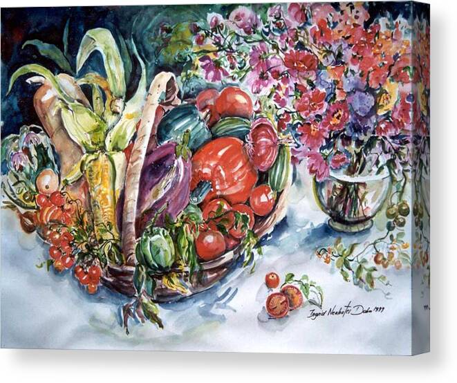 Ingrid Dohm Canvas Print featuring the painting Vegetable Harvest by Ingrid Dohm