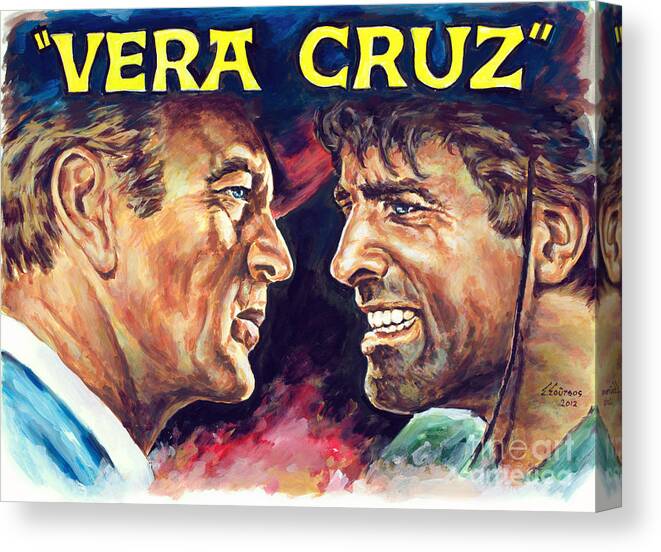 Vera Cruz Canvas Print featuring the painting Vera Cruz Burt Lancaster Gary Cooper by Star Portraits Art