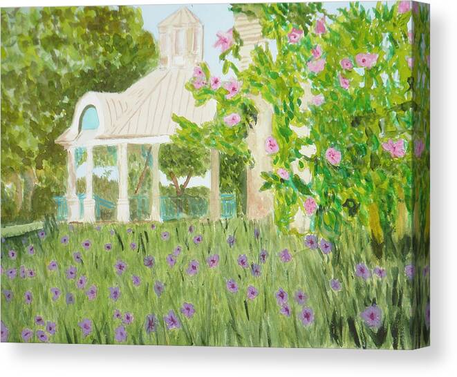 Park Canvas Print featuring the painting Veteran's Park by Donna Walsh