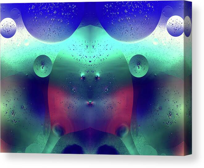 Shiny Drops Canvas Print featuring the photograph Vibrant Symmetry Oil Droplets by John Williams