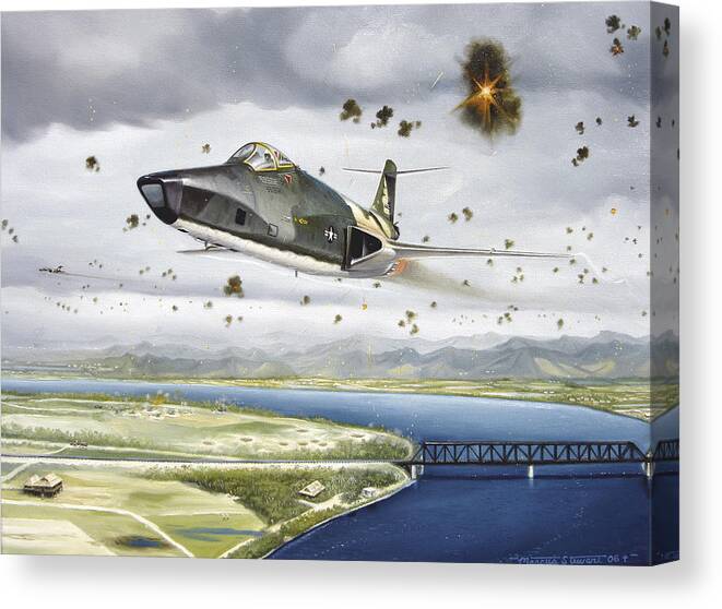 Military Canvas Print featuring the painting Voodoo Vs The Dragon by Marc Stewart