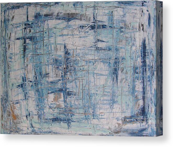 Abstract Painting Canvas Print featuring the painting W26 - blue by KUNST MIT HERZ Art with heart