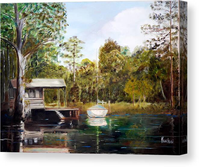 Plein Air Canvas Print featuring the painting Waccamaw River Sloop by Phil Burton
