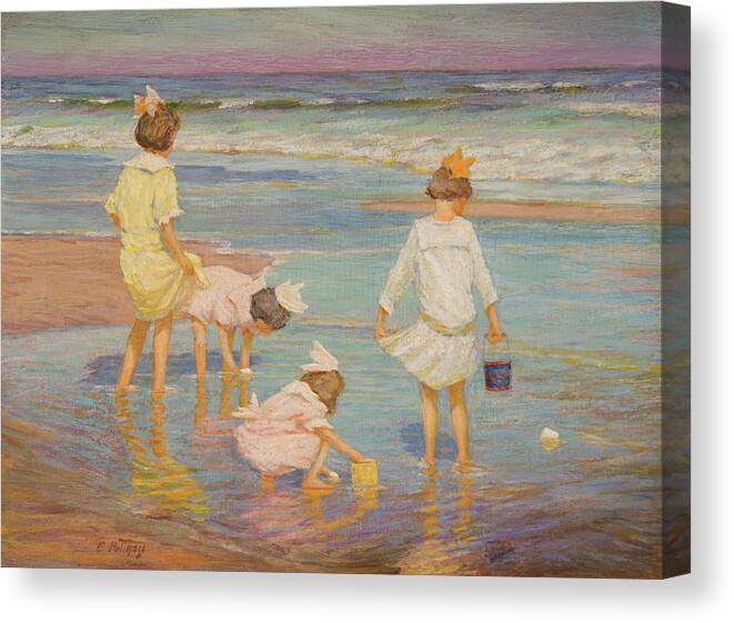 Edward Henry Potthast (american Canvas Print featuring the painting Wading by MotionAge Designs