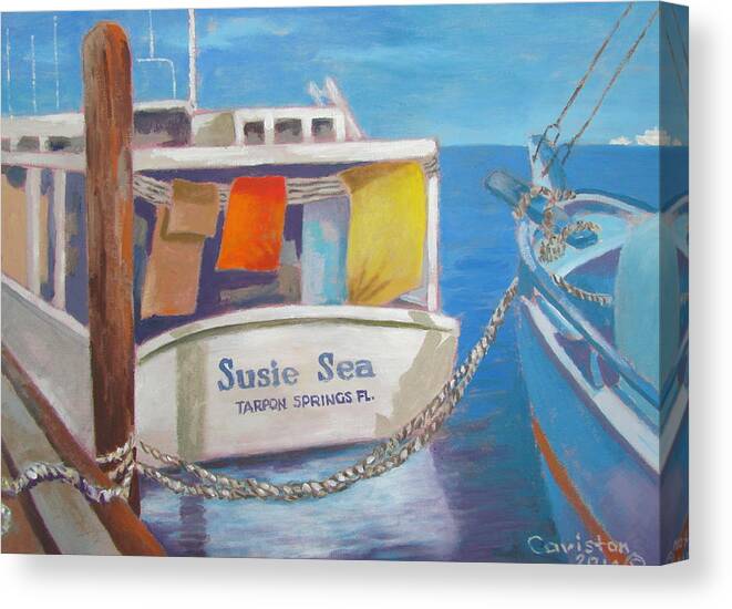Tarpon Springs Florida Canvas Print featuring the painting Wash Out by Tony Caviston