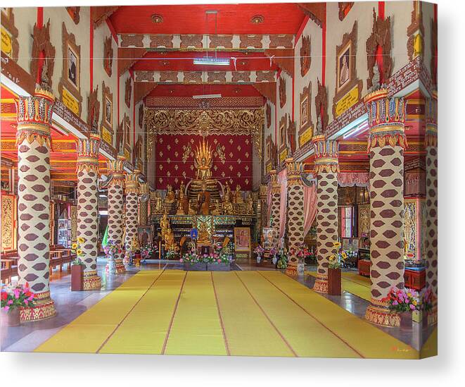 Scenic Canvas Print featuring the photograph Wat Thung Luang Phra Wihan Interior DTHCM2104 by Gerry Gantt
