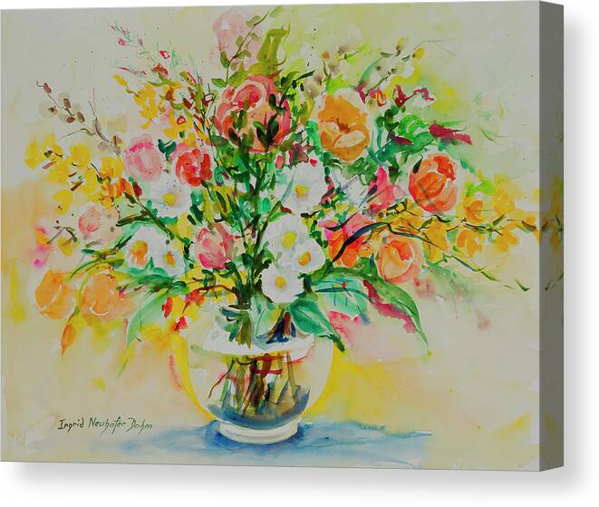 Flowers Canvas Print featuring the painting Watercolor 190 by Ingrid Dohm