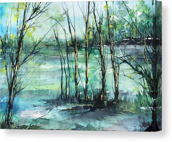 Oil Pastel Canvas Print featuring the painting Watercolor Morning by Robin Miller-Bookhout