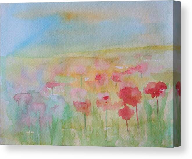 Flowers Canvas Print featuring the painting Watercolor Poppies by Julie Lueders 