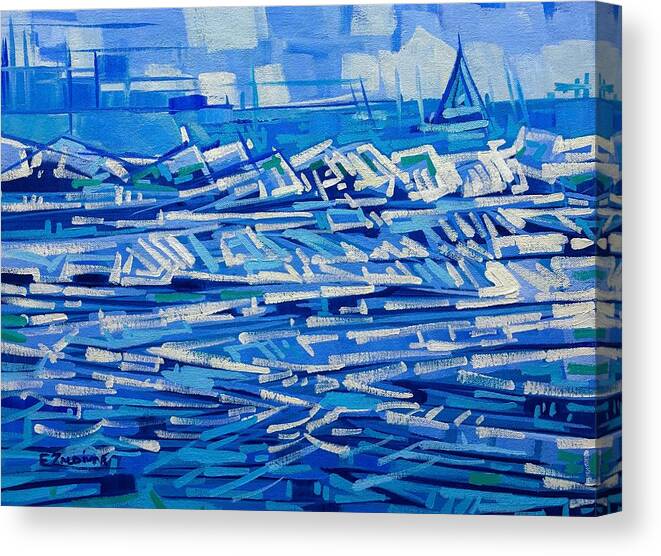Waves Canvas Print featuring the painting Waves by Enrique Zaldivar