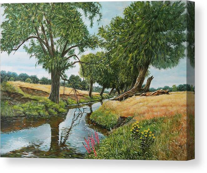 Richmond Canvas Print featuring the painting Weeping Willows at Beverley Brook by Arie Van der Wijst