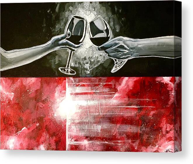 Wine Canvas Print featuring the painting Wente Duetto by Joel Tesch