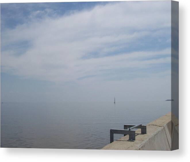 Scene Canvas Print featuring the photograph Where Water Meets Sky by Mary Mikawoz