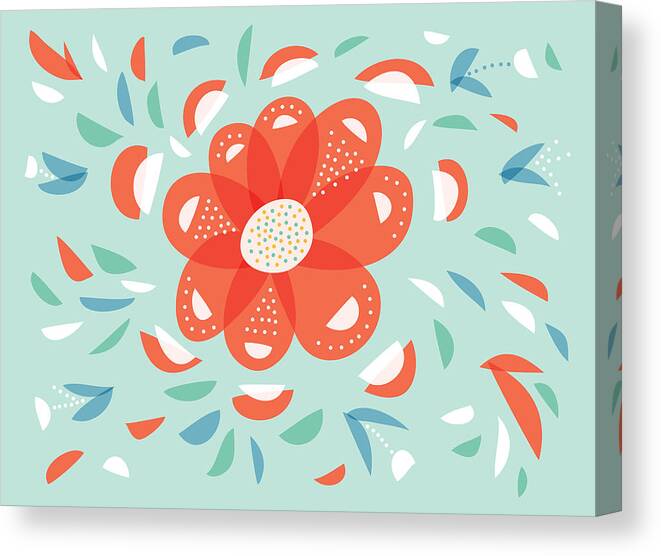 Floral Canvas Print featuring the digital art Whimsical Red Flower by Boriana Giormova