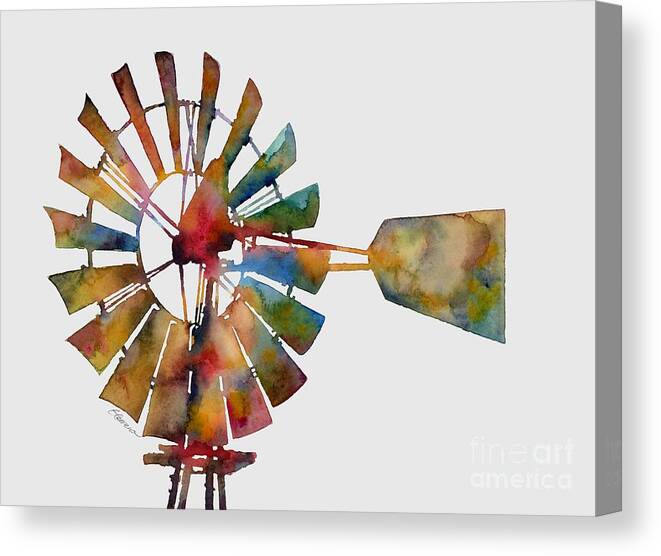 Windmill Canvas Print featuring the painting Windmill by Hailey E Herrera