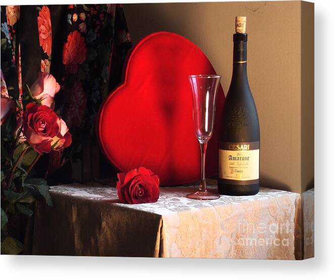 Valentines Canvas Print featuring the photograph Wine And Roses by B Rossitto