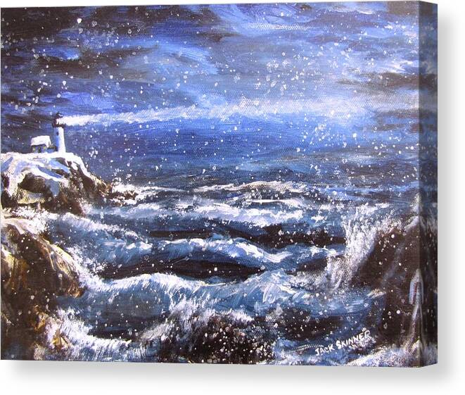 Ocean Canvas Print featuring the painting Winter Coastal Storm by Jack Skinner