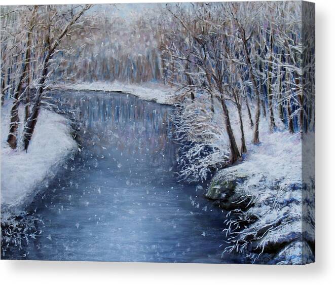 Landscape Canvas Print featuring the painting Winter River by Susan Jenkins