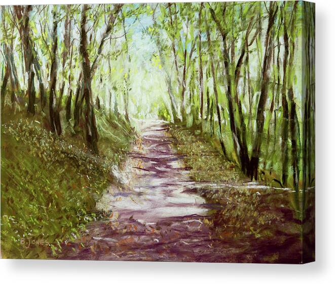 Woodland Path Canvas Print featuring the painting Woodland Path - Impressionism Landscape by Barry Jones