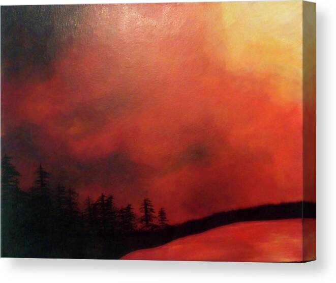 Red Canvas Print featuring the painting World on Fire by Eseret Art