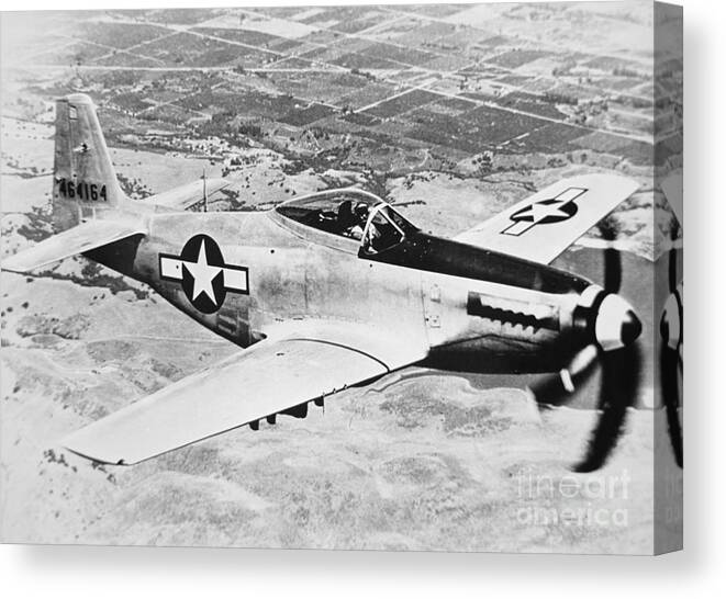 Mustang Canvas Print featuring the photograph WW2 North American P51 Mustang by American School