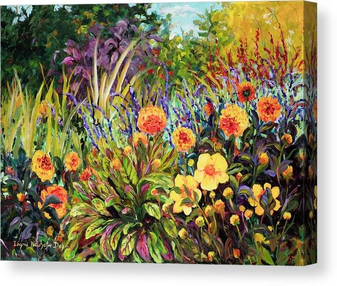 Flowers Canvas Print featuring the painting Yellow Green by Ingrid Dohm