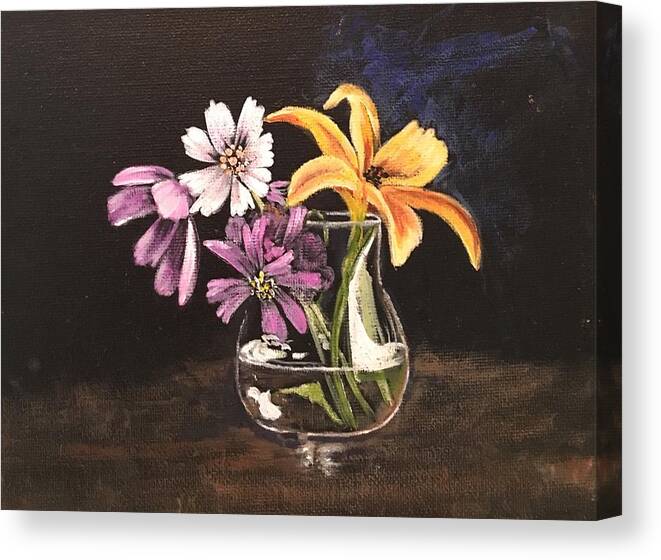 Lily's Canvas Print featuring the painting Yellow Lily by Sharon Schultz