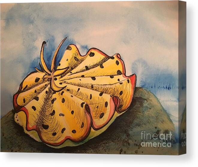 Yellow Nudibranch Canvas Print featuring the painting Yellow Nudibranch by Mastiff Studios