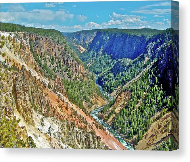 Yellowstone Canyon And River From Inspiration Point In Yellowstone National Park Canvas Print featuring the photograph Yellowstone Canyon and River from Inspiration Point in Yellowstone National Park, Wyoming by Ruth Hager