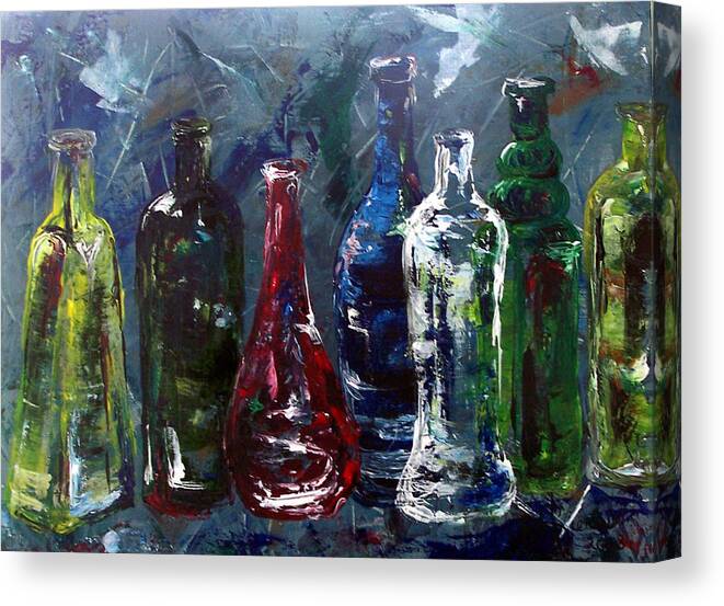Bottle Canvas Print featuring the painting You Bet Your Glass by Amanda Sanford