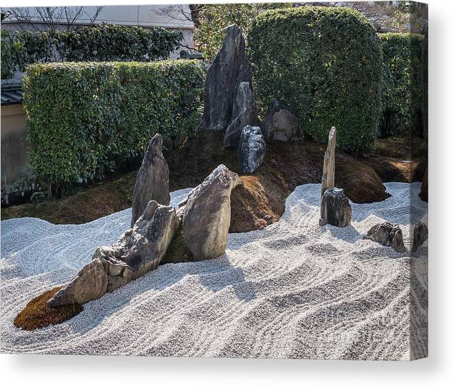 Zen Canvas Print featuring the photograph Zen Garden, Kyoto Japan 2 by Perry Rodriguez