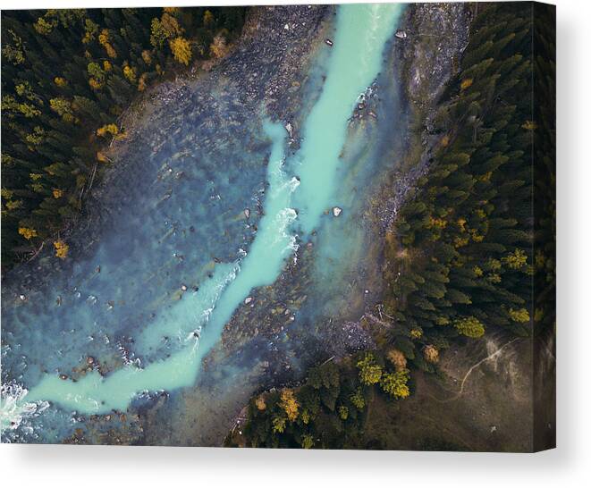 Aerial Canvas Print featuring the photograph Blue Blood #1 by Zhou Chengzhou
