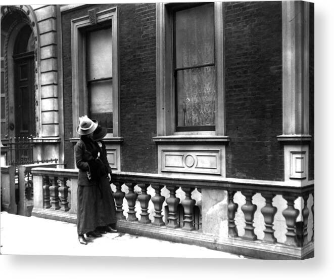 People Canvas Print featuring the photograph Broken Windows #1 by Topical Press Agency