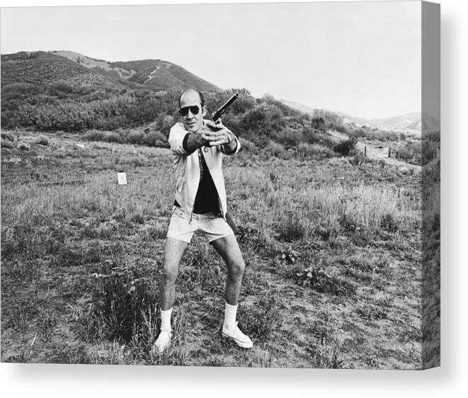 Black And White Canvas Print featuring the photograph Hunter S. Thompson #1 by Michael Ochs Archives