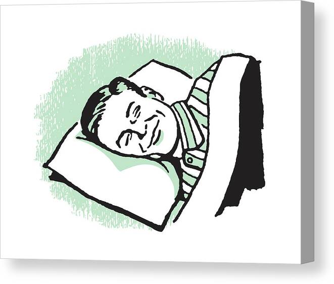 Adult Canvas Print featuring the drawing Man Sleeping #1 by CSA Images