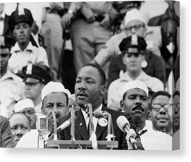 Crowd Of People Canvas Print featuring the photograph Martin Luther King Giving Dream Speech #1 by Bettmann