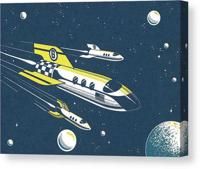 Adventure Canvas Print featuring the drawing Spacecraft in Outer Space #1 by CSA Images