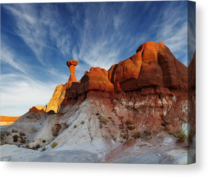 Landscape Canvas Print featuring the photograph Toadstool Hoodoo Amazing Mushroom #1 by DPK-Photo